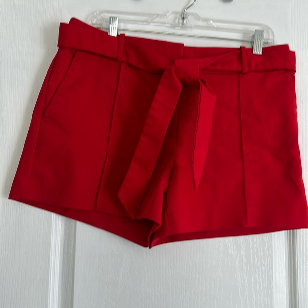 LOFT Red Tie-Waist Shorts